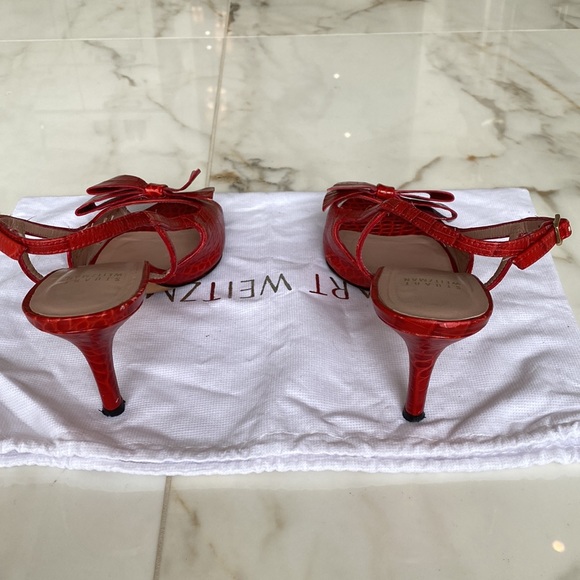 Stuart Weitzman beautiful red croco handbag and high heel sandals - Picture 3 of 10